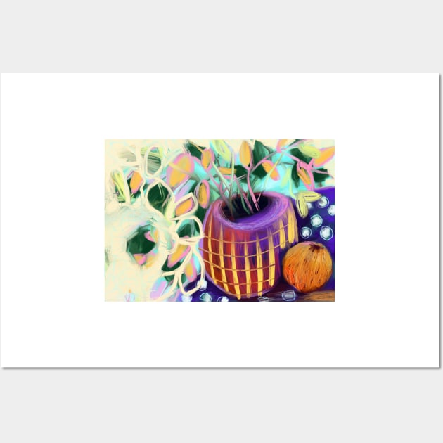 Purple vase and orange Wall Art by Hyssopartz